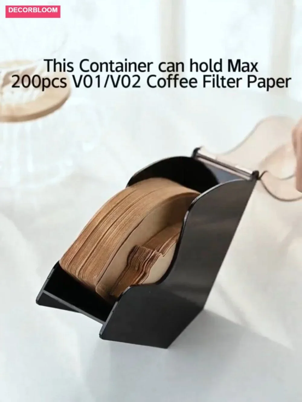 Coffee Filter Holder Storage Container for Countertop Flip-Top Lid